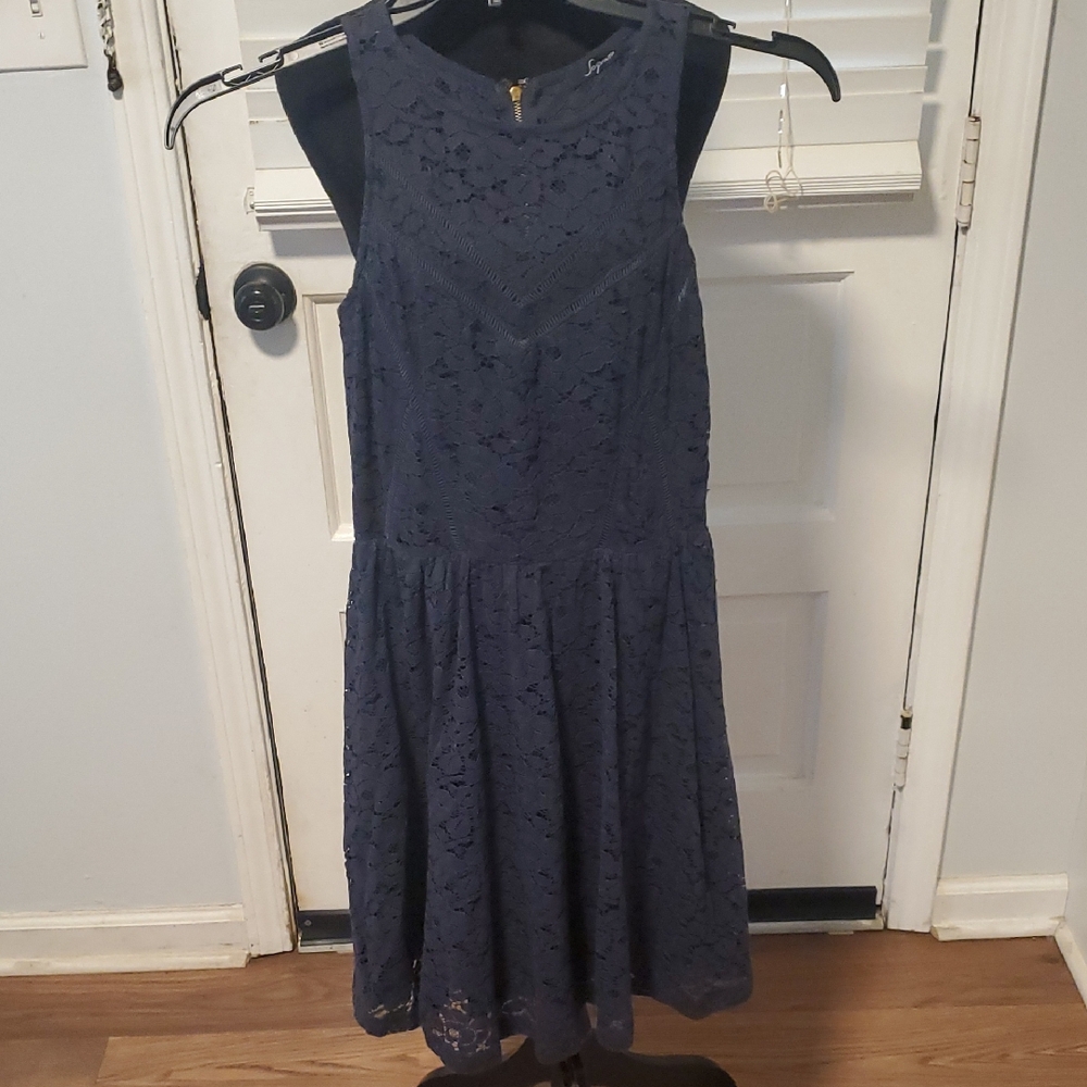Soprano Navy Lace Midi Dress